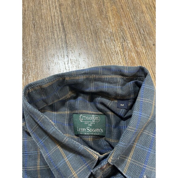 Gitman Bros Shirt Mens Medium Blue Check Button Up Casual Business Office - Picture 4 of 8